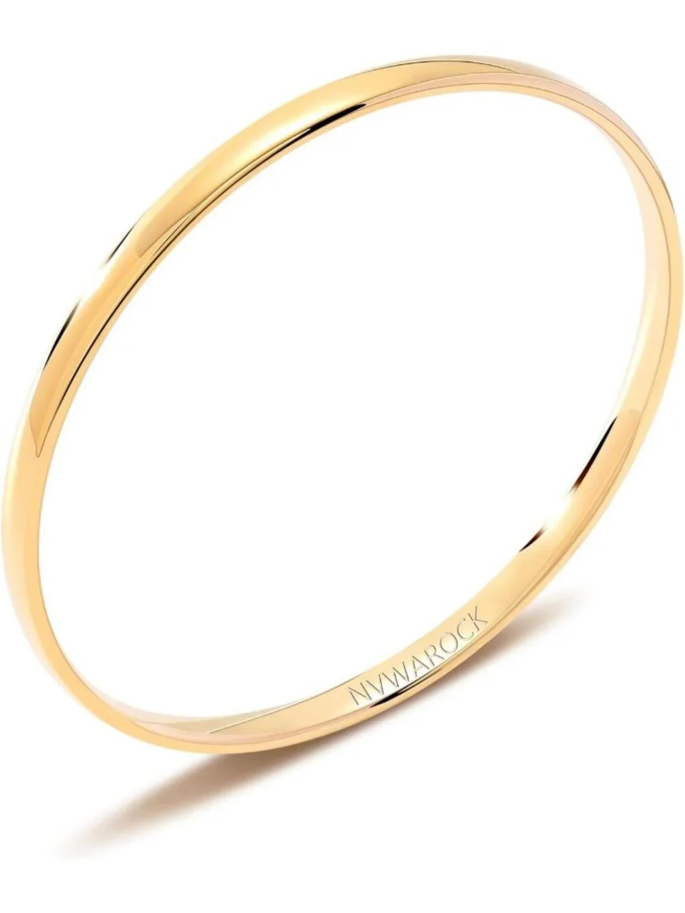 14K Gold Plated 4mm Stackable Minimalist Bangle Bracelet for Women - Perfect